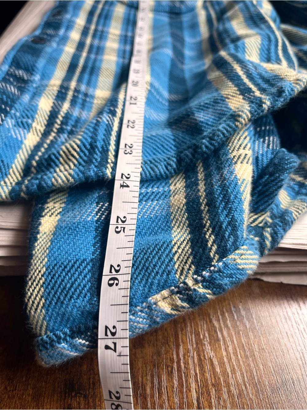 Outerknown Blue and Yellow Plaid Button Down Shacket Medium - Picture 9 of 10